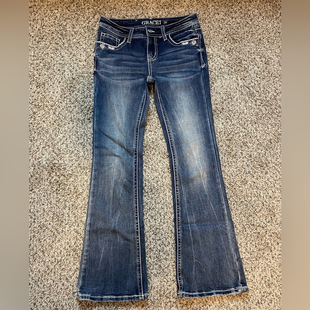 Girls flared jeans dark blue